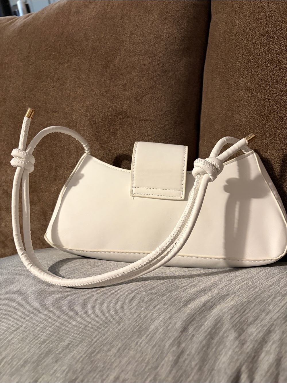 No Brand White Mini Shoulder Bag with Knotted Strap